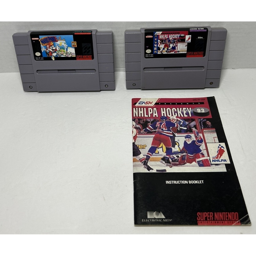 Super Nintendo Games NHLPA Hockey 93 With‎ Manual Mario Paint Cartridges Only